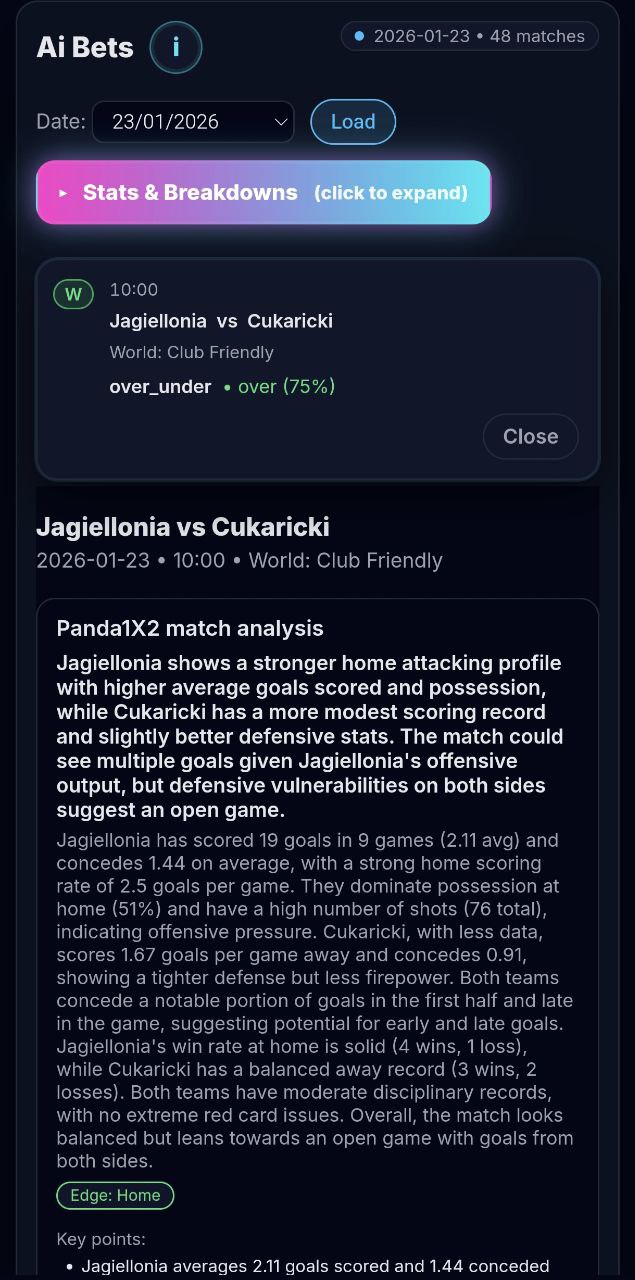 AI Bets Feature Mobile