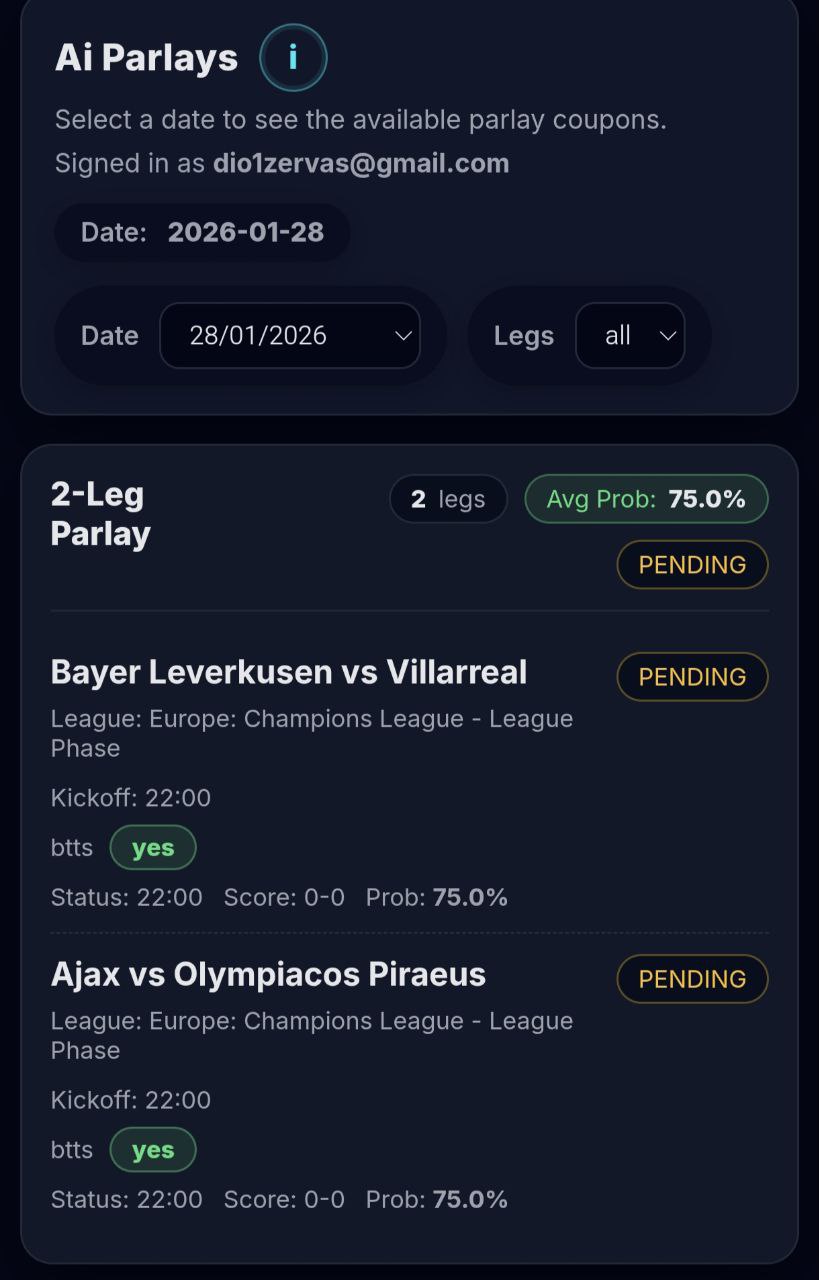 AI Parlays Feature Mobile